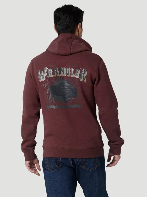 112319257 - Wrangler Men’s Authentic Western Buffalo Pullover Hoodie - Burgundy Heather