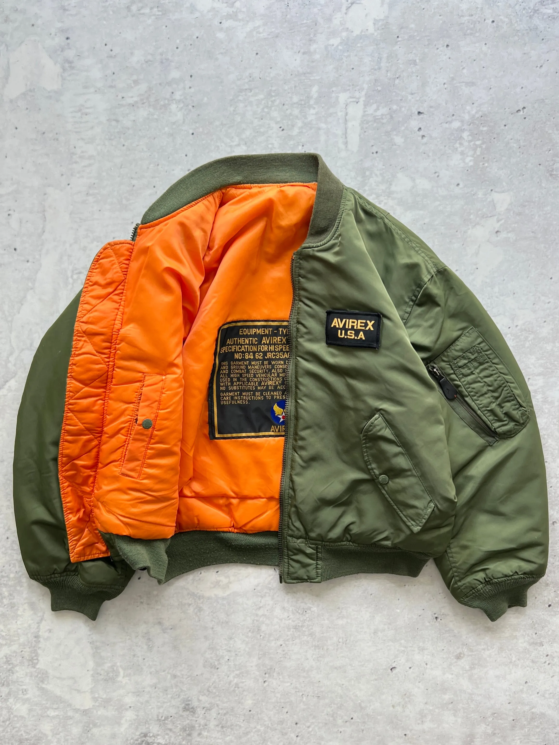 1990's Avirex MA-1 reversible padded bomber jacket (M)