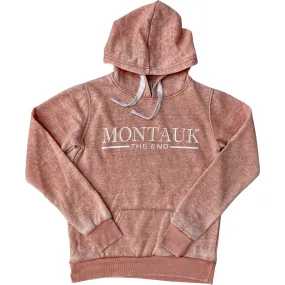 Adult Montauk The End Screen Printed Pullover Hoodie in Denim Rose