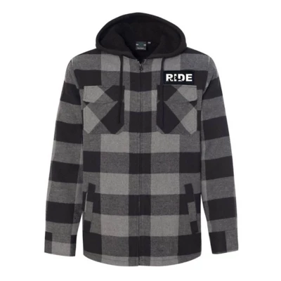 Adult Ride Classic Unisex Woven Patch Flannel Jacket Full Zip Hoodie