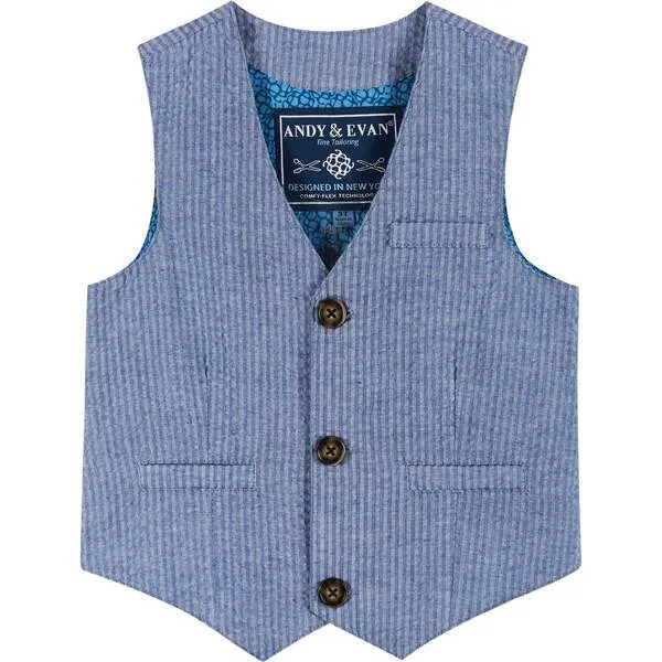 Andy & Evan Four Piece Buttondown and Vest Set, Blue