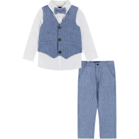 Andy & Evan Four Piece Buttondown and Vest Set, Blue