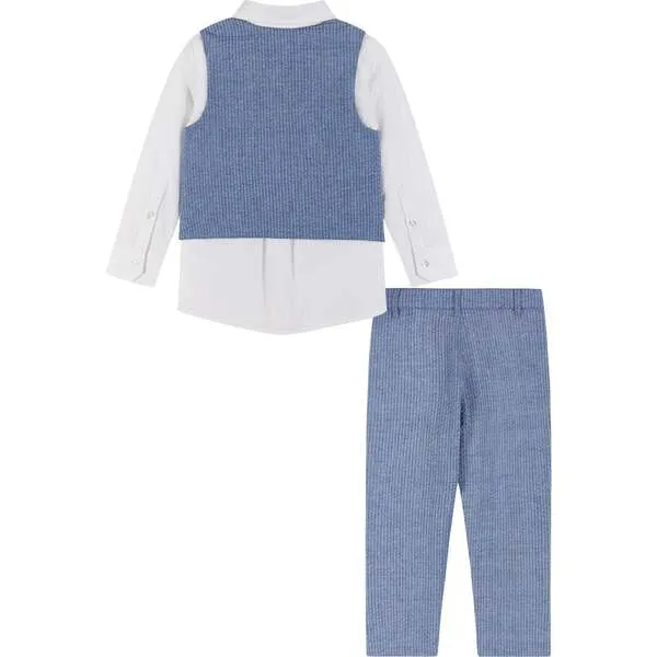 Andy & Evan Four Piece Buttondown and Vest Set, Blue