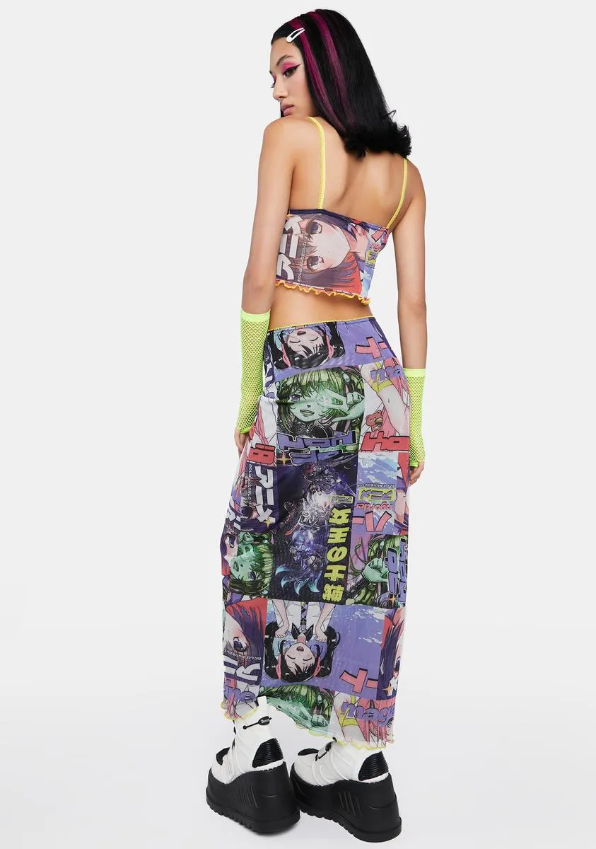 Anime Mesh Maxi Skirt-