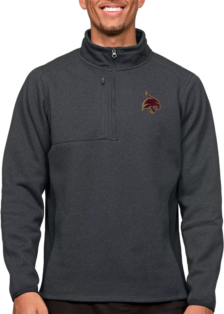 Antigua Men's Texas State Bobcats Charcoal Course 1/4 Zip Jacket