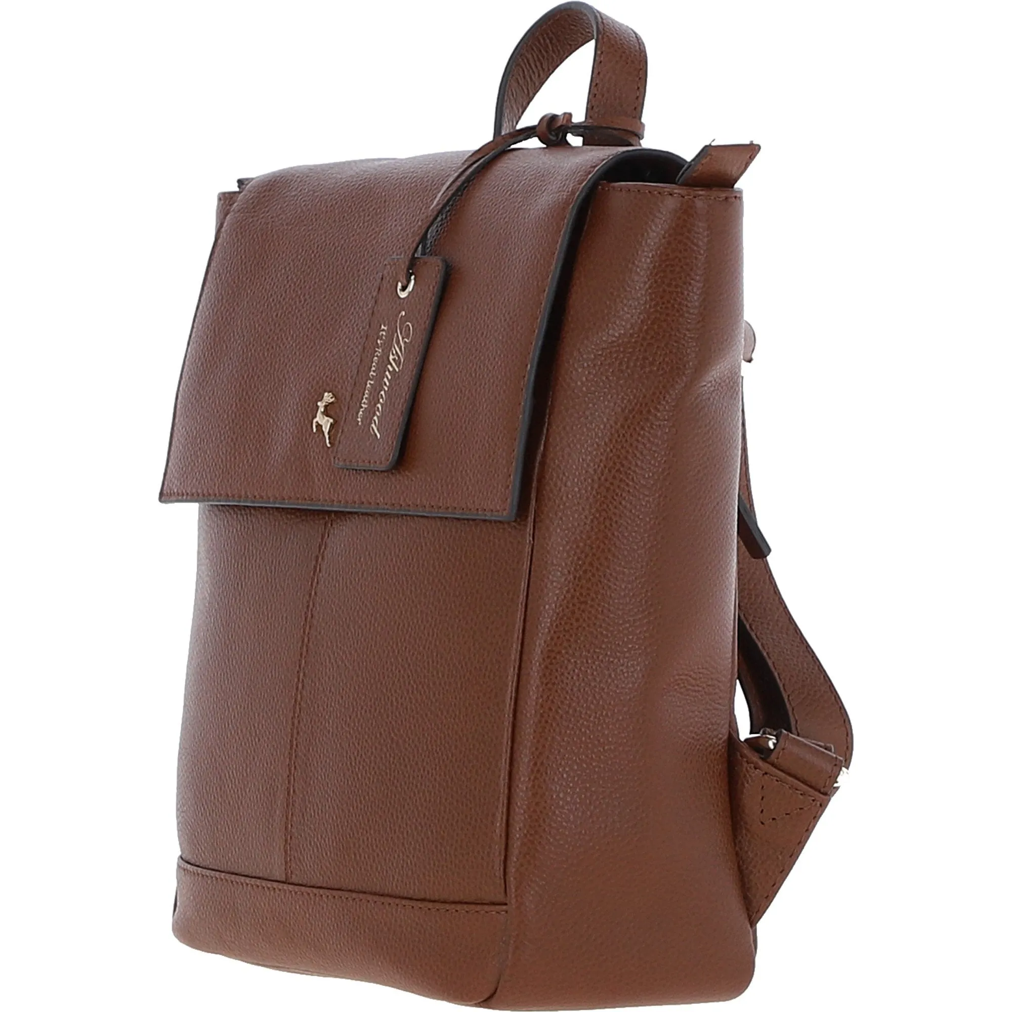 Ashwood Real Leather Flapover Backpack 2 Tone Tan: 64257