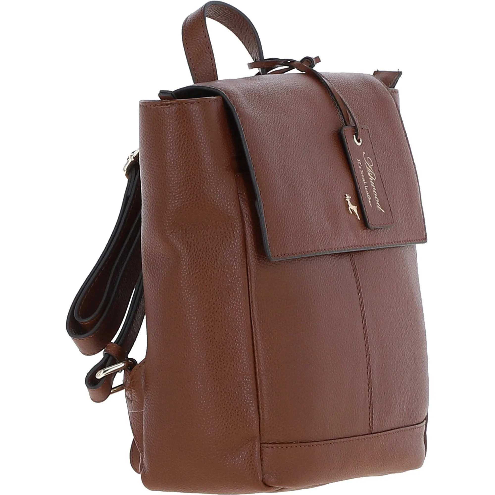 Ashwood Real Leather Flapover Backpack 2 Tone Tan: 64257