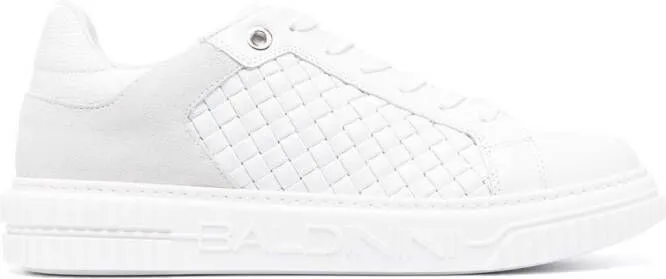 Baldinini embossed-logo leather sneakers White