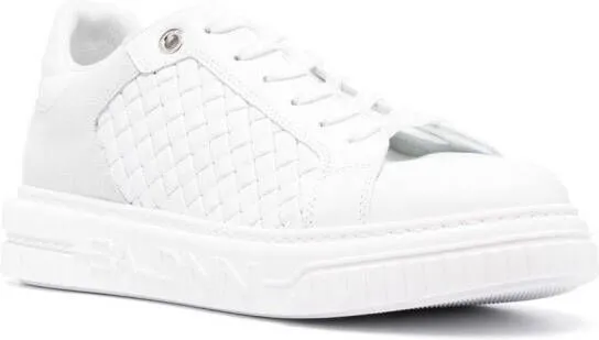 Baldinini embossed-logo leather sneakers White