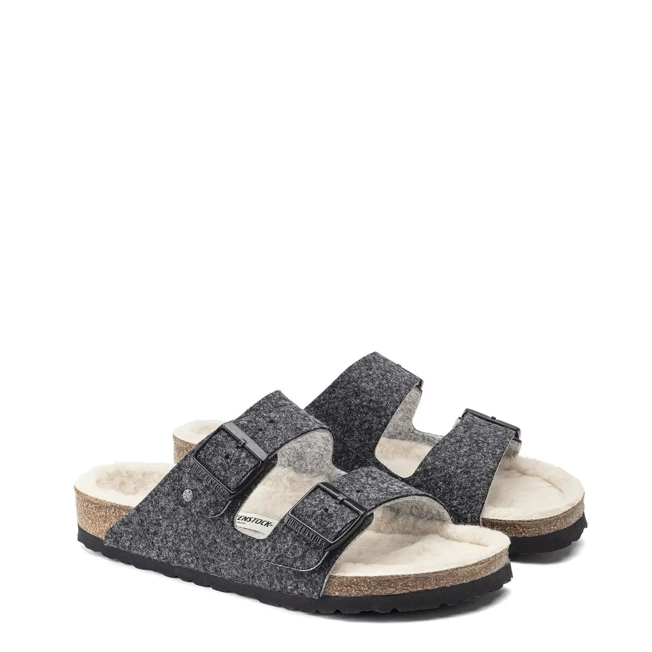 Birkenstock Womens Arizona Wool Felt Narrow Sandals Doubleface Grey