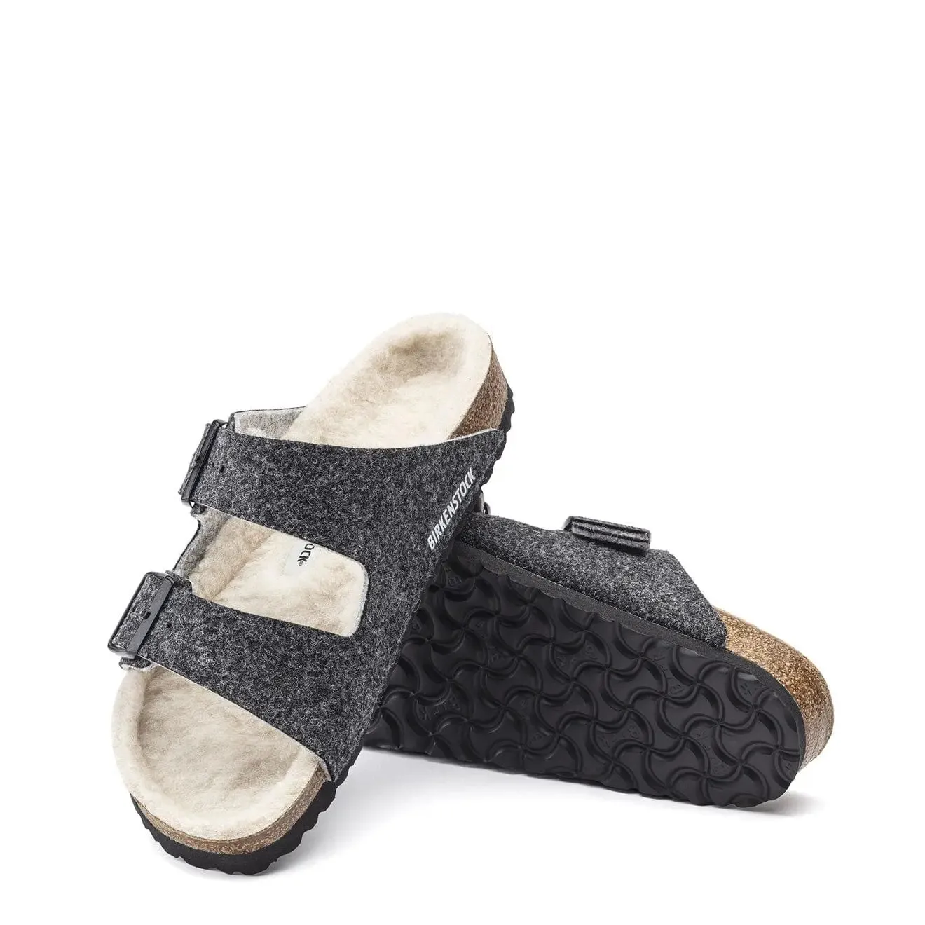 Birkenstock Womens Arizona Wool Felt Narrow Sandals Doubleface Grey