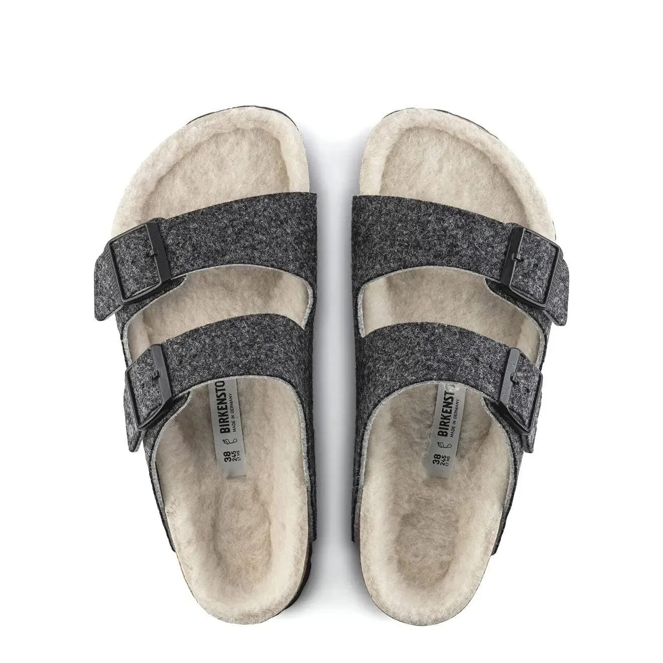 Birkenstock Womens Arizona Wool Felt Narrow Sandals Doubleface Grey