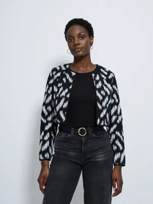 Black Abstract Quilted Cropped Jacket | Women | George at ASDA