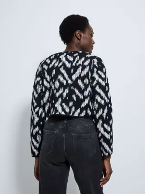 Black Abstract Quilted Cropped Jacket | Women | George at ASDA