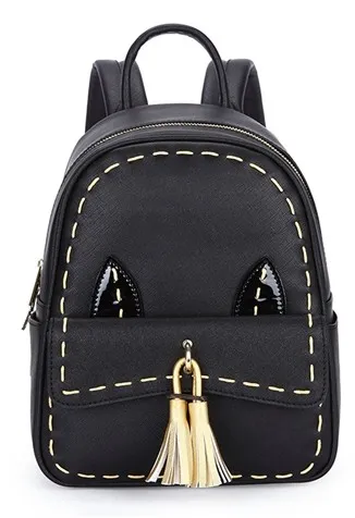 Black Burgundy Red Cat Tassels Gothic Punk Rock Backpack