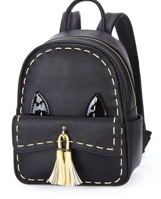 Black Burgundy Red Cat Tassels Gothic Punk Rock Backpack