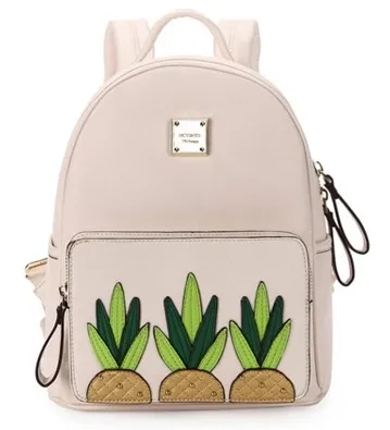 Black Cream Pineapples Cartoon Studs Gothic Punk Rock Backpack