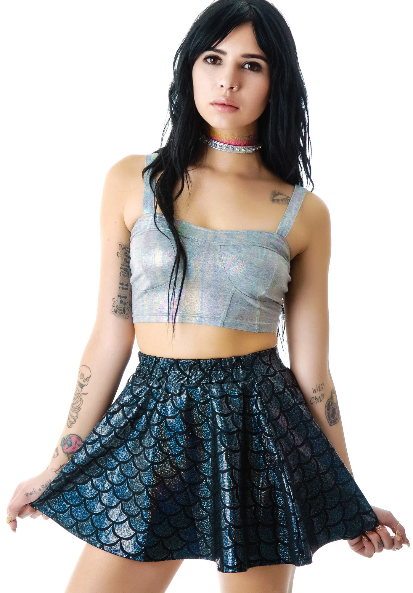 Black Mermaid Skater Skirt-