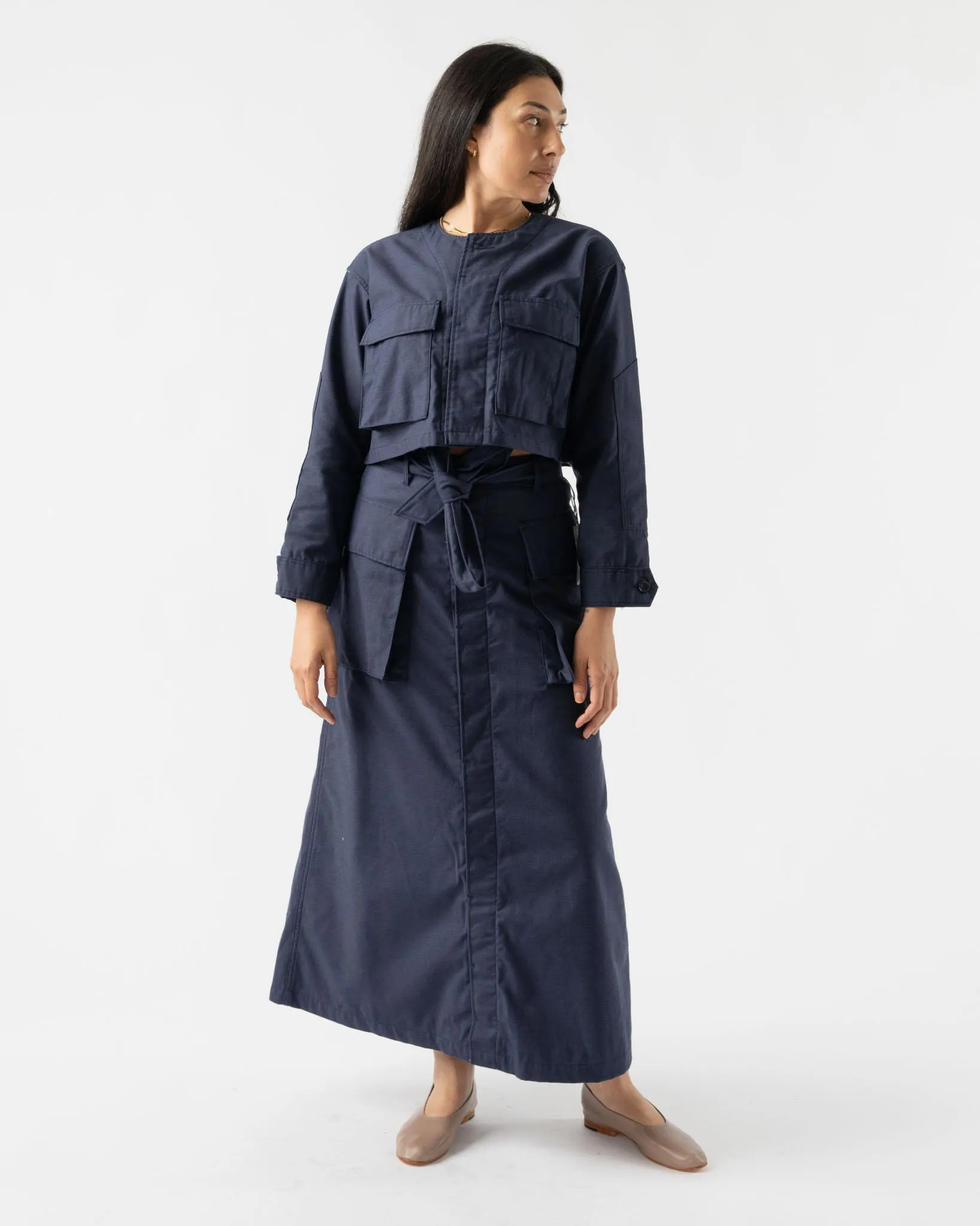 BLANK Cropped BDU Jacket in Navy Nyco Sateen