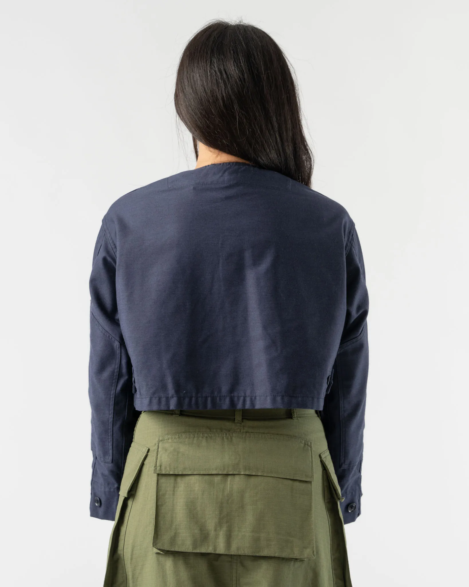 BLANK Cropped BDU Jacket in Navy Nyco Sateen