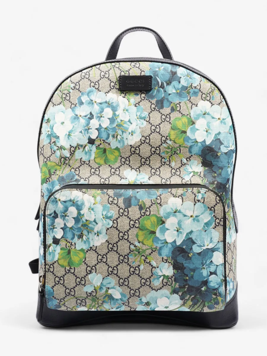 Blooms Backpack Blue Floral GG Supreme Coated Canvas