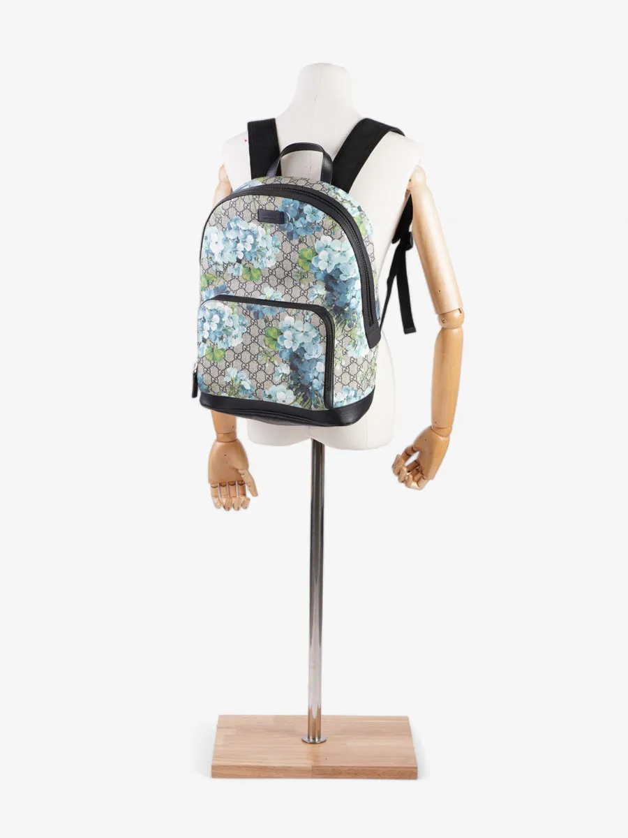 Blooms Backpack Blue Floral GG Supreme Coated Canvas