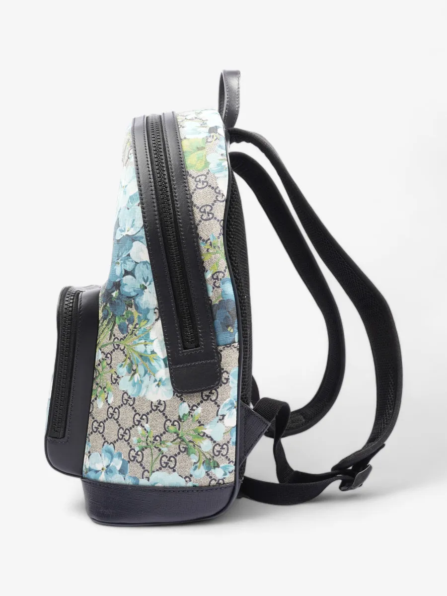 Blooms Backpack Blue Floral GG Supreme Coated Canvas