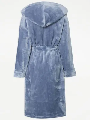 Blue Hooded Fleece Dressing Gown | Lingerie | George at ASDA