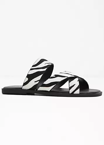 bonprix Zebra Animal Print Slip-On Sandals | Look Again