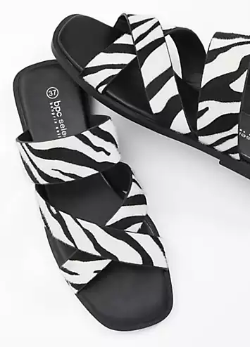 bonprix Zebra Animal Print Slip-On Sandals | Look Again