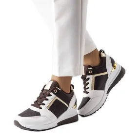 Brown and white wedge sneakers from Desche