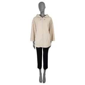 Brunello Cucinelli Monili Trim Hooded Leather Jacket Light Beige