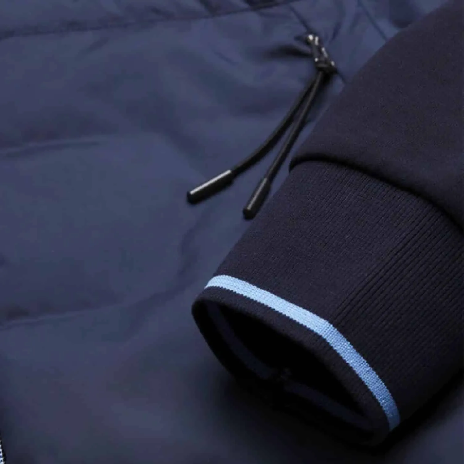 BUGATTI Collage Collar Full Zip Navy Hybrid Jacket | Menswear Online