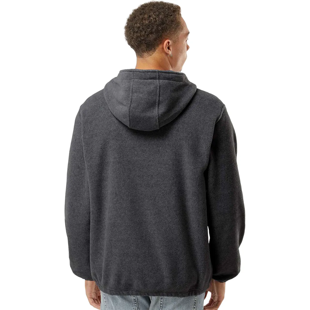 Burnside Men's Heather Charcoal Polar Fleece Quarter-Zip Hooded Pullover