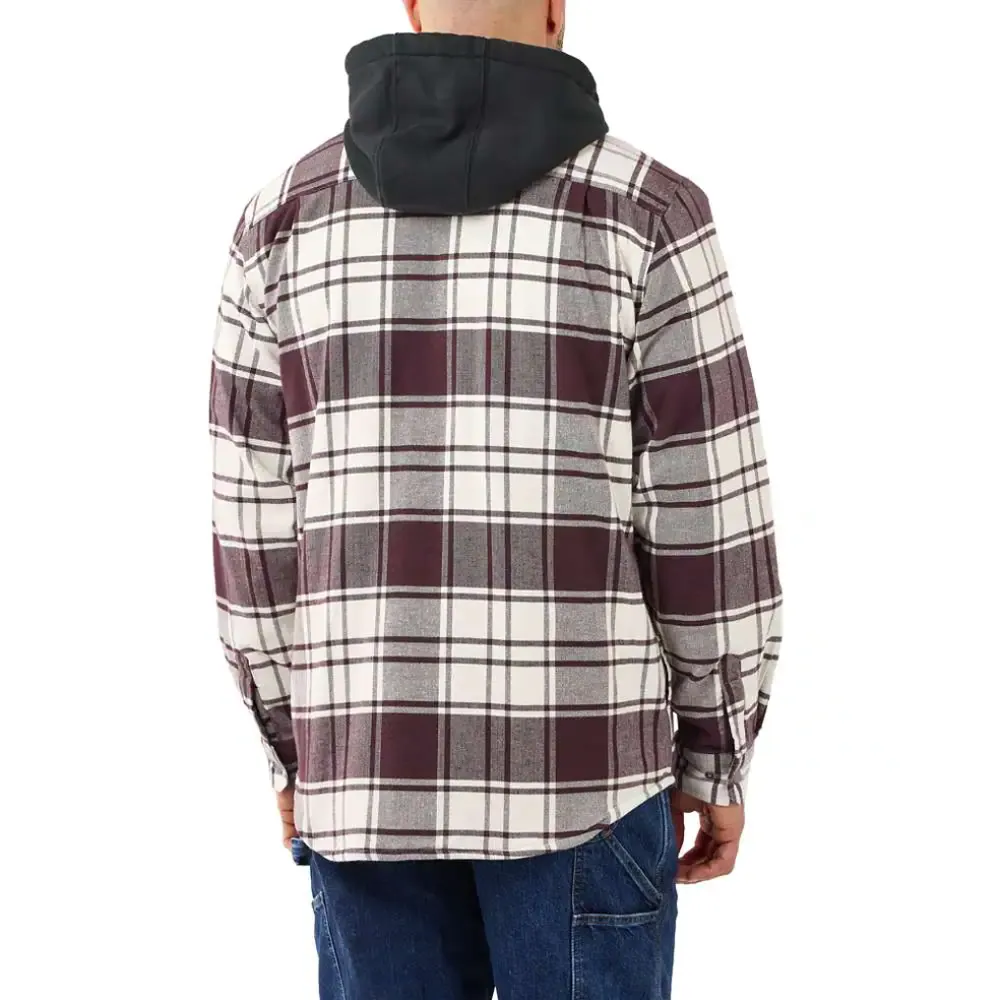 Carhartt 105621 Rugged Flex Relaxed Fit Flannel Fleece Lined Hooded Jac Shirt