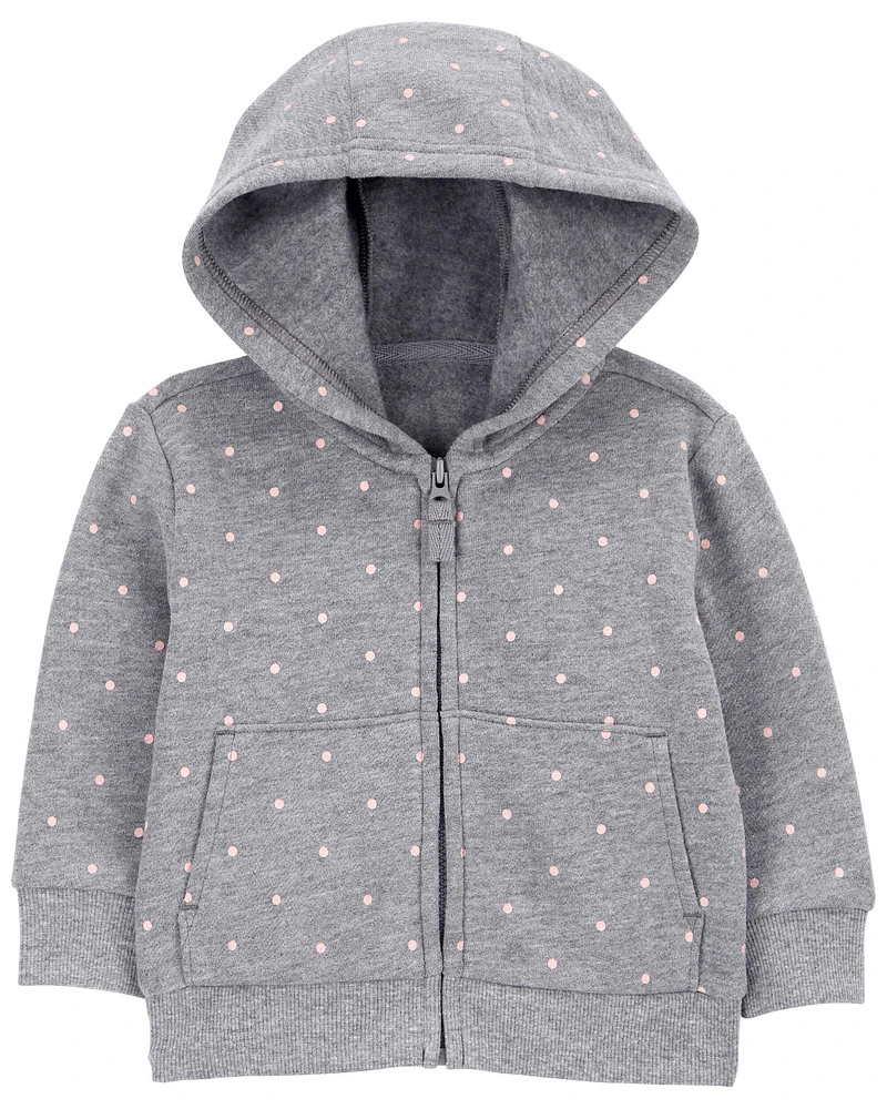 Carters Oshkosh Baby Polka Dot Zip-Up Fleece Hoodie