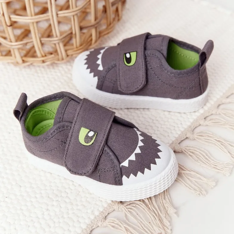 Children's Sneakers With Velcro Gray Shark grey