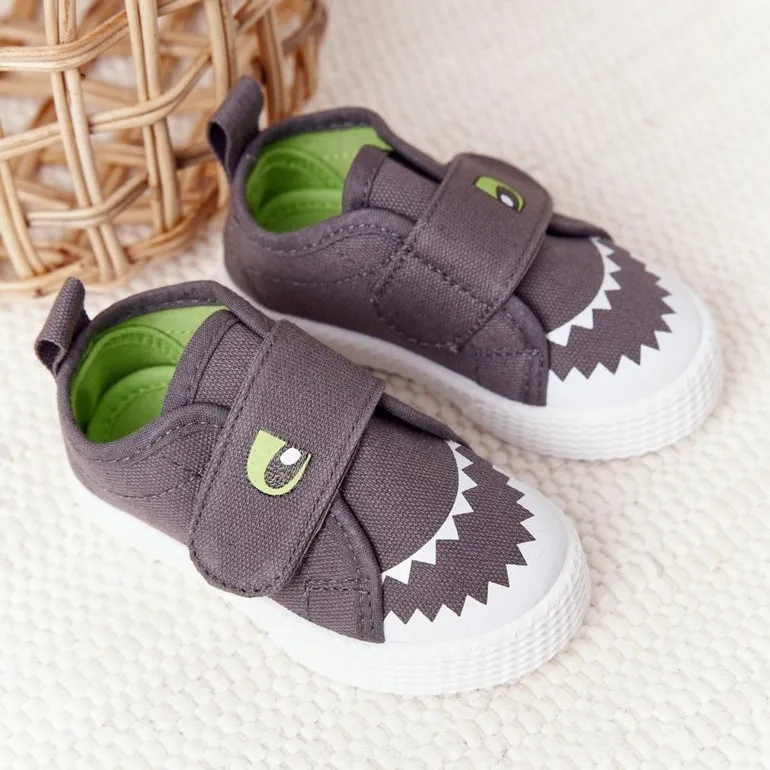 Children's Sneakers With Velcro Gray Shark grey