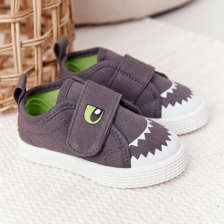 Children's Sneakers With Velcro Gray Shark grey