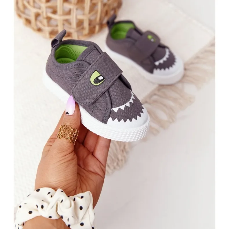 Children's Sneakers With Velcro Gray Shark grey