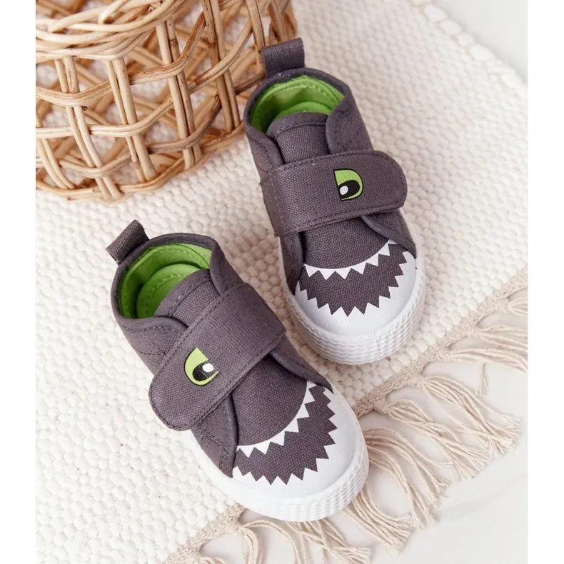 Children's Sneakers With Velcro Gray Shark grey