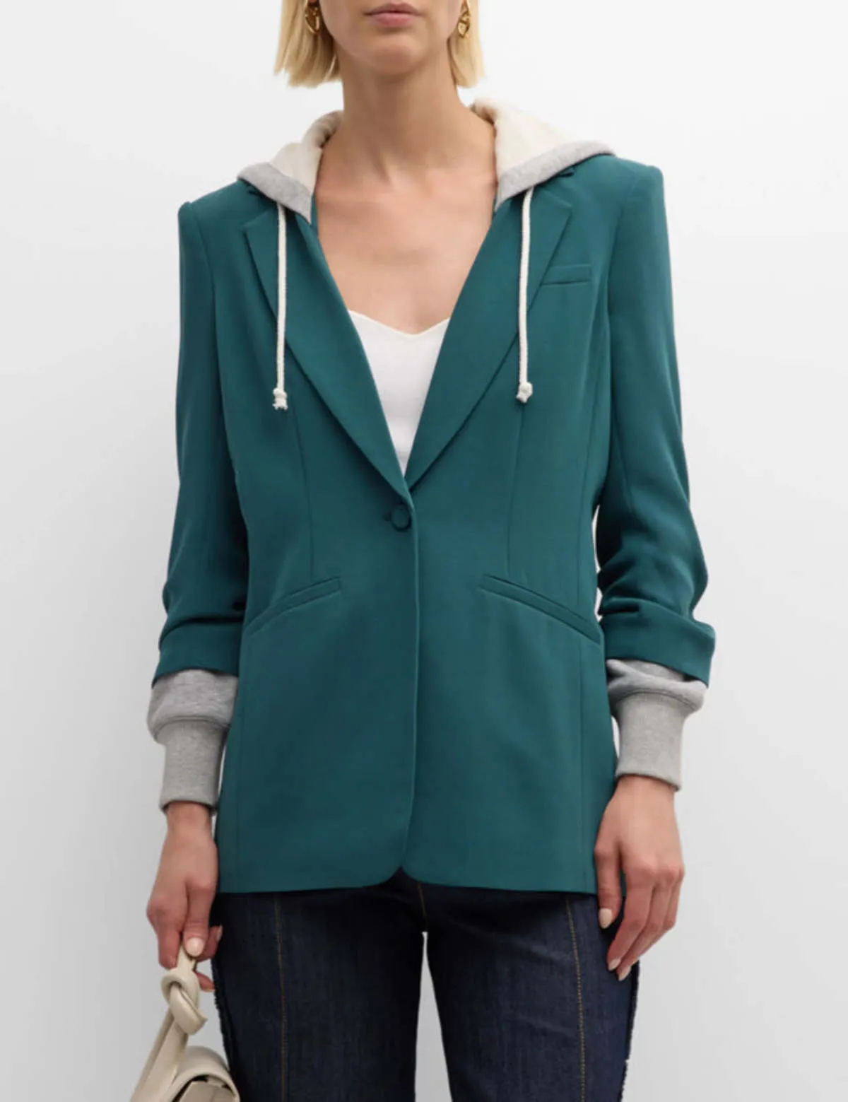 Cinq a Sept Hooded Khloe Jacket - Green Onyx/Heather Grey