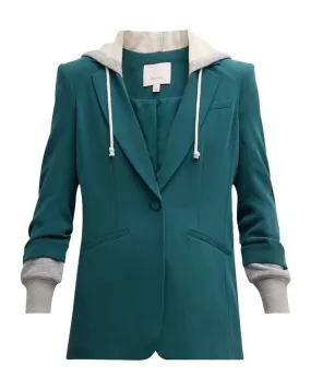 Cinq a Sept Hooded Khloe Jacket - Green Onyx/Heather Grey