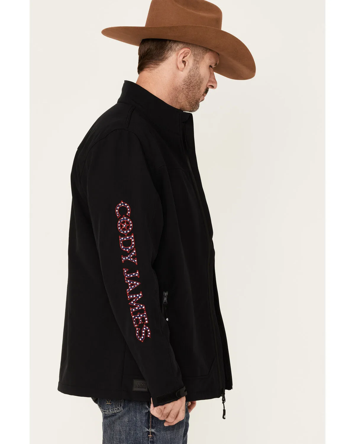 Cody James Core Men's American Embroidered Sleeve Zip-Front Steamboat Jacket