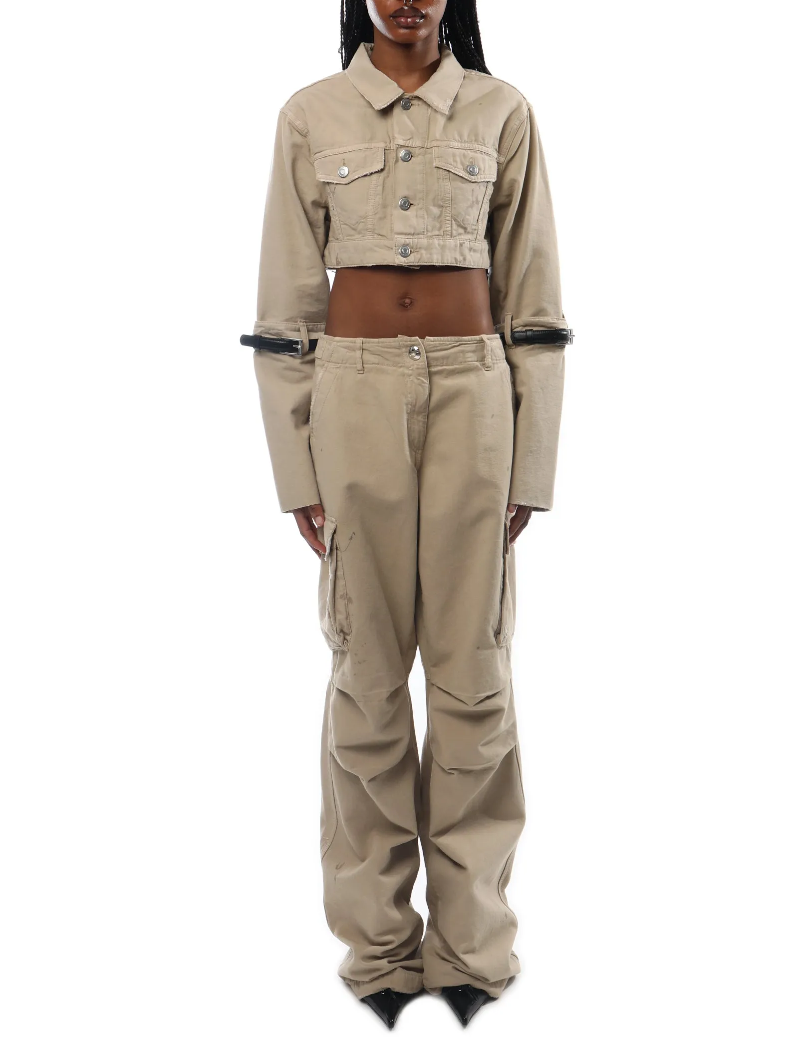 Coperni Hybrid Canvas Cropped Jacket