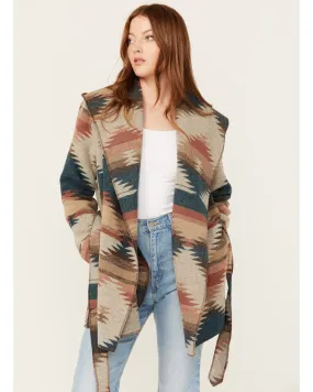 Cripple Creek Women's Southwestern Print Hooded Wrap Jacket