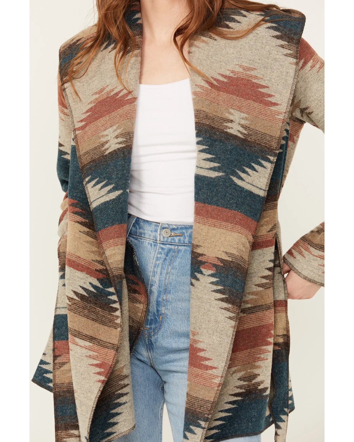 Cripple Creek Women's Southwestern Print Hooded Wrap Jacket