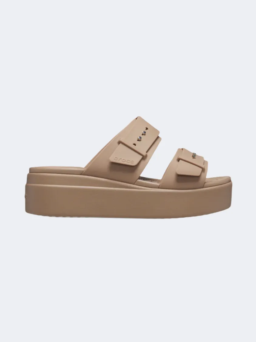 Crocs Brooklyn Buckle Low Wedge Women Lifestyle Sandals Latte