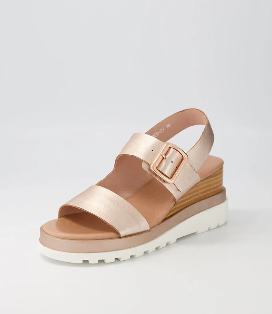 DJANGO & JULIETTE Barmer Pale Rose Gold Leather Sandals Ws