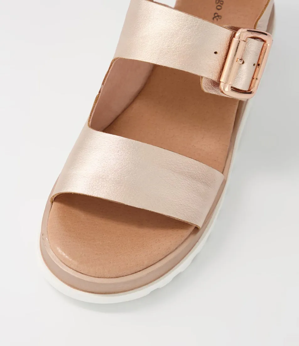 DJANGO & JULIETTE Barmer Pale Rose Gold Leather Sandals Ws